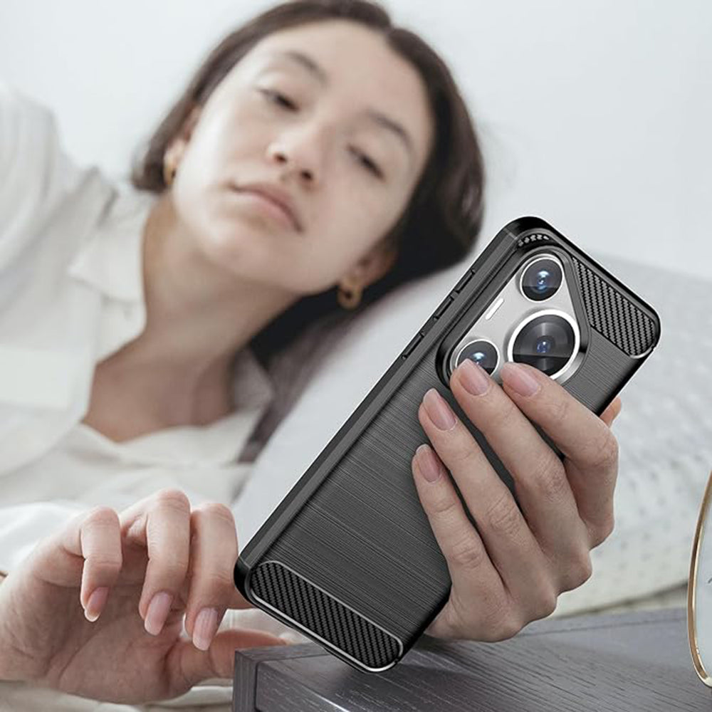Hülle für Huawei Pura 70, Techsuit, Carbon, Schwarz