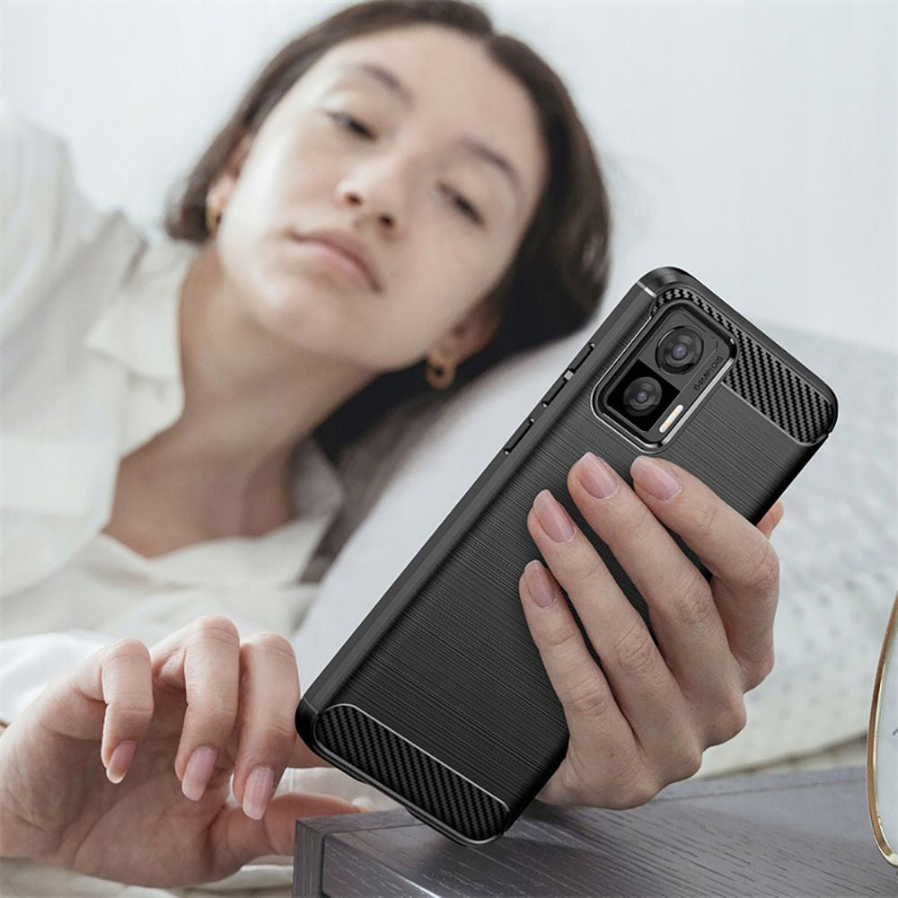 Hülle für Motorola Edge 30 Neo, Techsuit, Carbon, Schwarz