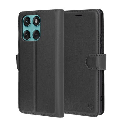 Hülle für Motorola Edge 60 Fusion / Edge 60, Techsuit, Leder-Folio, Schwarz
