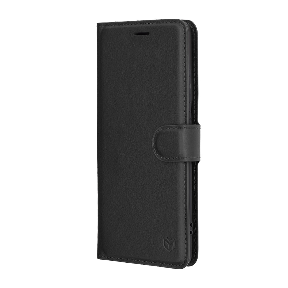 Hülle für Motorola Edge 60 Pro, Techsuit, Leder-Folio, Schwarz