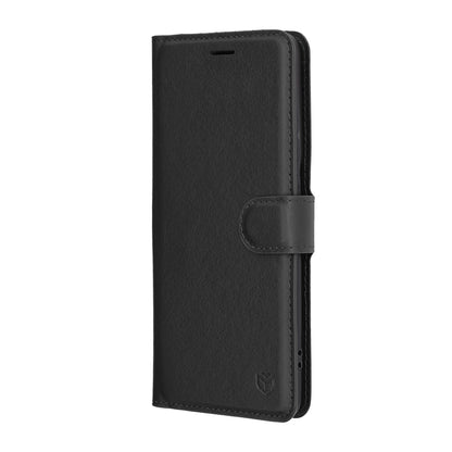 Hülle für Motorola Edge 60 Pro, Techsuit, Leder-Folio, Schwarz