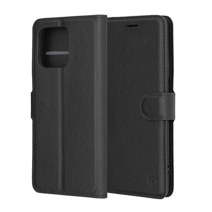 Hülle für Motorola Edge 60 Pro, Techsuit, Leder-Folio, Schwarz
