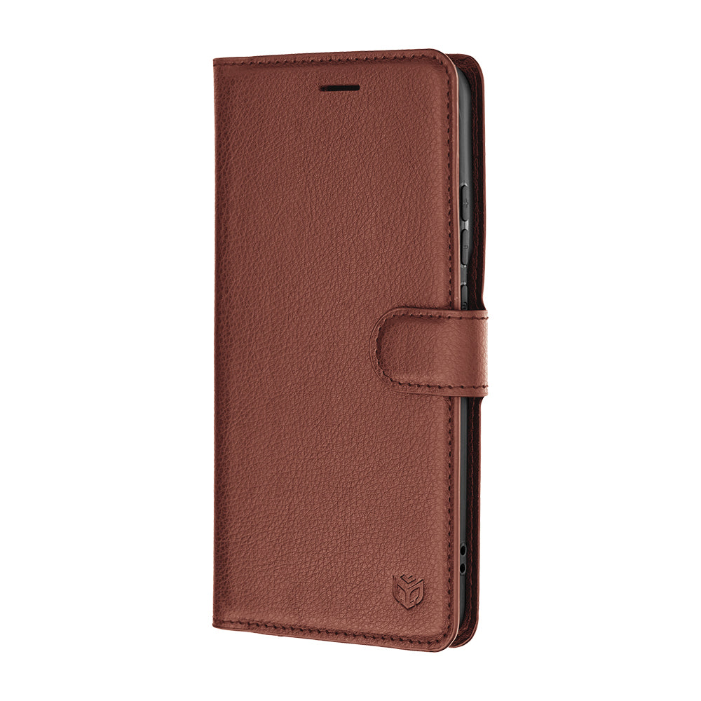 Hülle für Motorola Edge 70 Pro, Techsuit, Leder-Folio, Braun