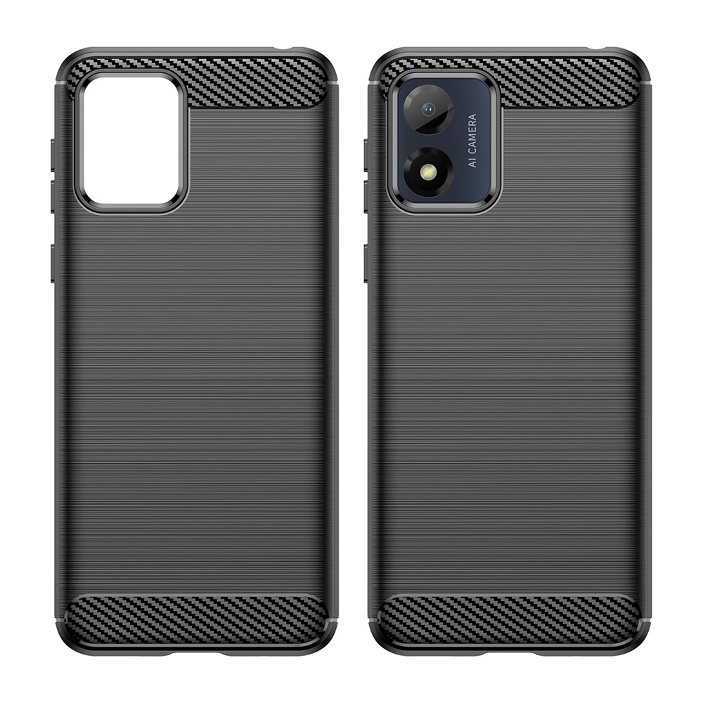 Hülle für Motorola Moto E13, Techsuit, Carbon, Schwarz