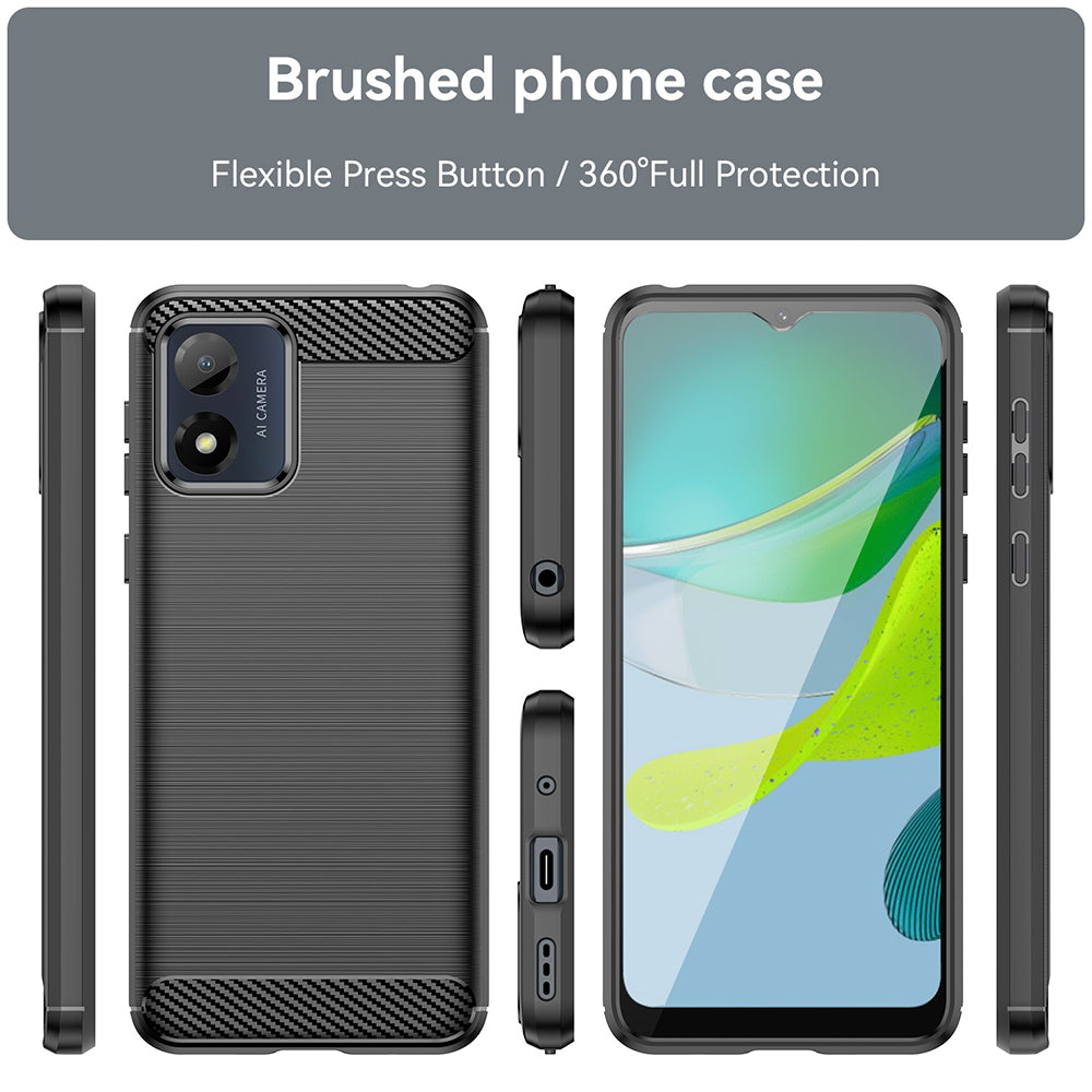 Hülle für Motorola Moto E13, Techsuit, Carbon, Schwarz