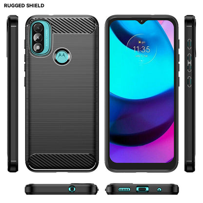 Hülle für Motorola Moto E40 / E30 / E20, Techsuit, Carbon, Schwarz