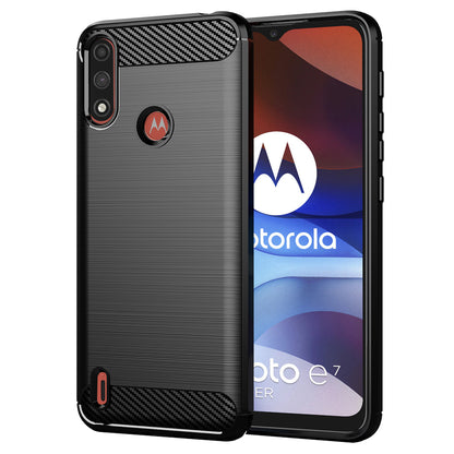 Hülle für Motorola Moto E7i Power / E7 Power, Techsuit, Carbon, Schwarz