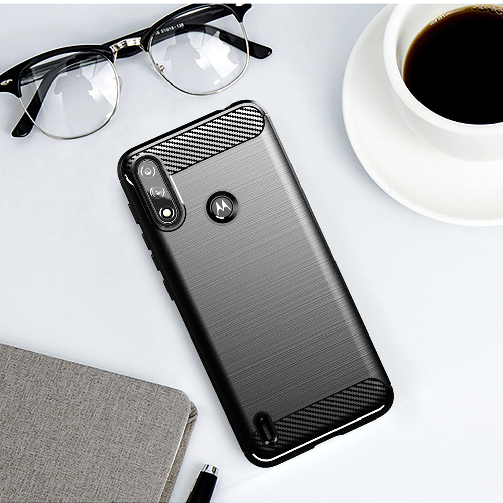 Hülle für Motorola Moto E7i Power / E7 Power, Techsuit, Carbon, Schwarz