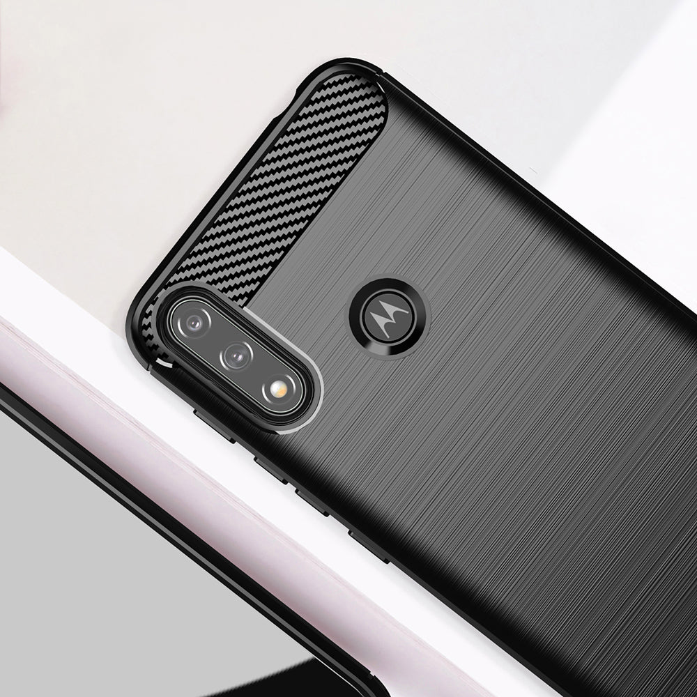 Hülle für Motorola Moto E7i Power / E7 Power, Techsuit, Carbon, Schwarz