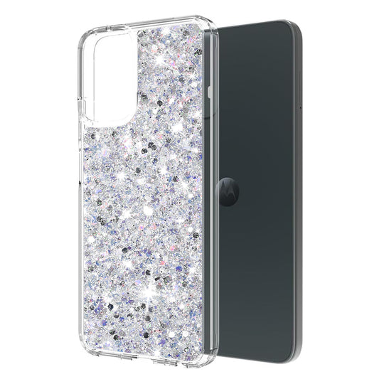 Hülle für Motorola Moto G45 / G34, Techsuit, Glitzernd, Weiß
