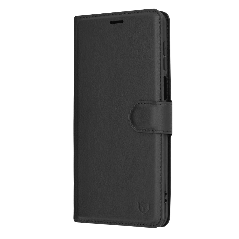 Hülle für Motorola Moto G54, Techsuit, Leather Folio, Schwarz