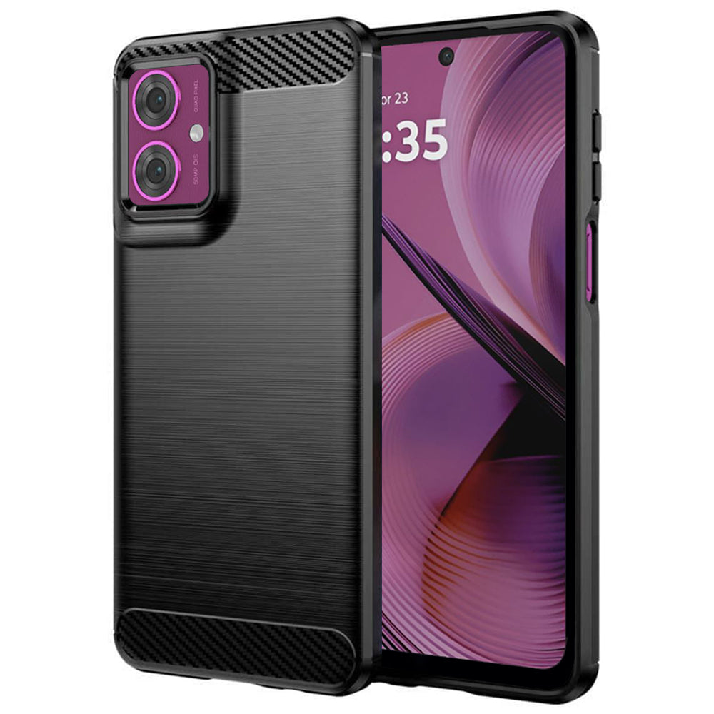 Hülle für Motorola Moto G55, Techsuit, Carbon, Schwarz
