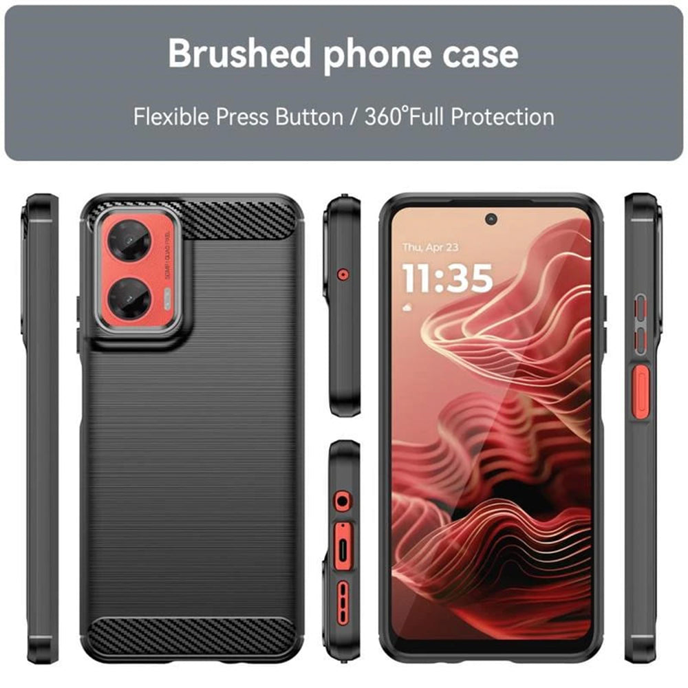 Hülle für Motorola Moto G55, Techsuit, Carbon, Schwarz