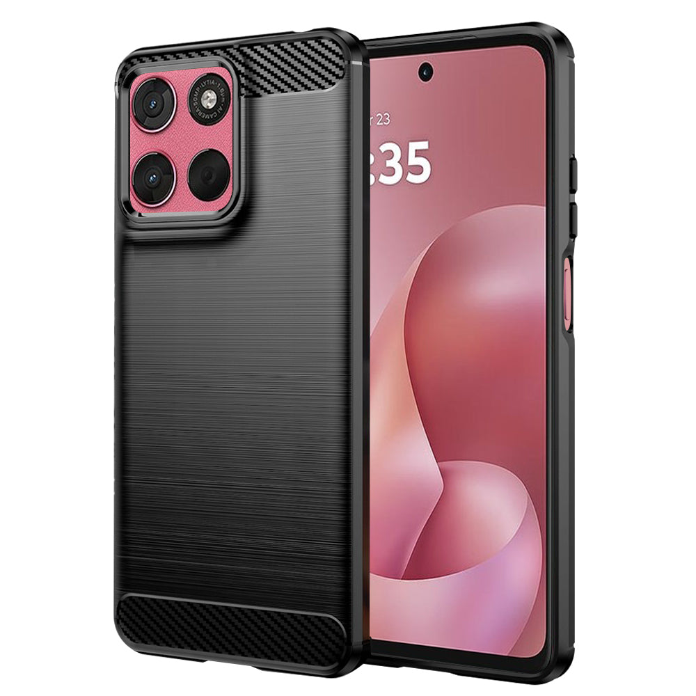Hülle für Motorola Moto G67 Power / G57 Power, Techsuit, Carbon, Schwarz