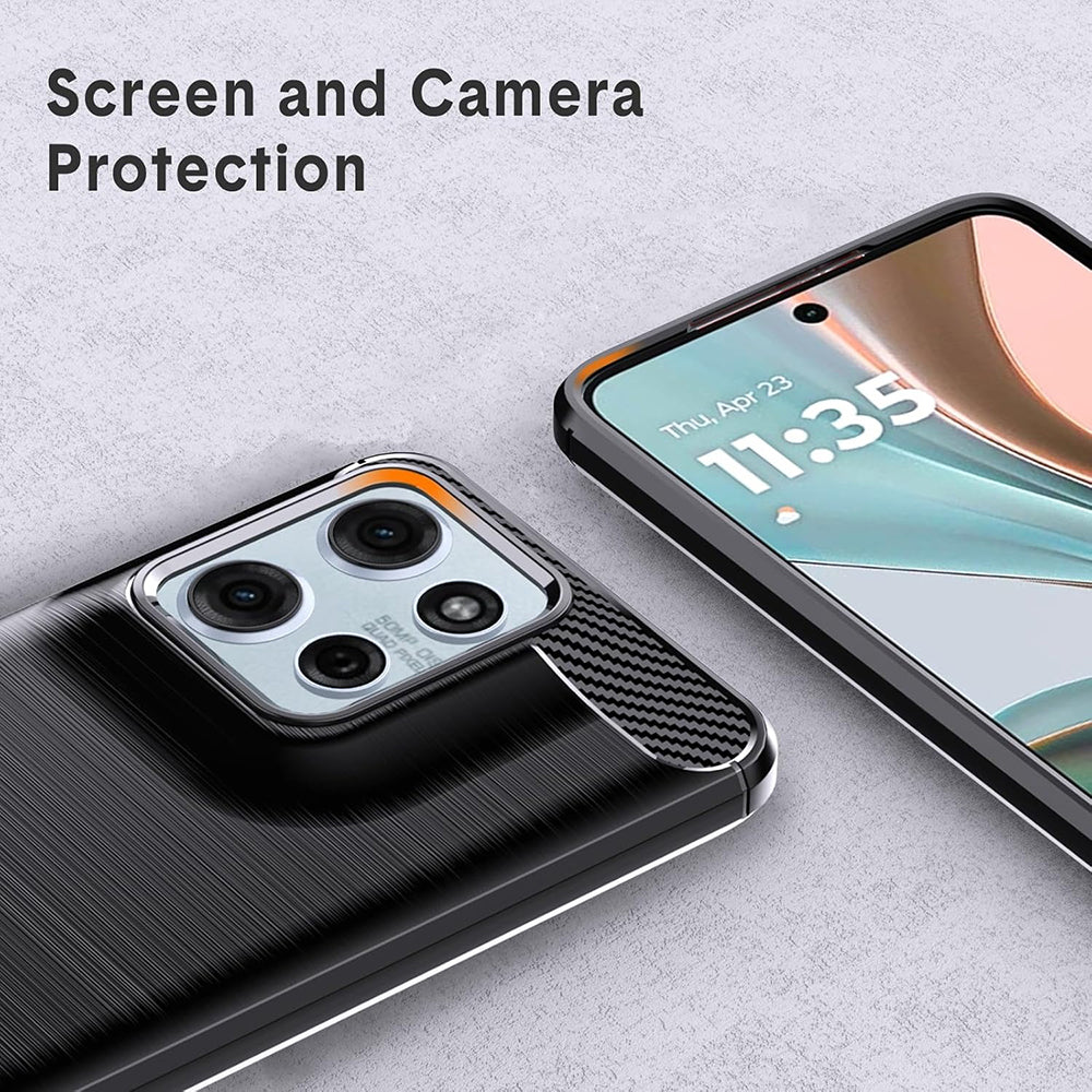 Hülle für Motorola Moto G67 Power / G57 Power, Techsuit, Carbon, Schwarz