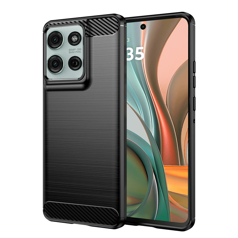 Hülle für Motorola Moto G75, Techsuit, Carbon, Schwarz