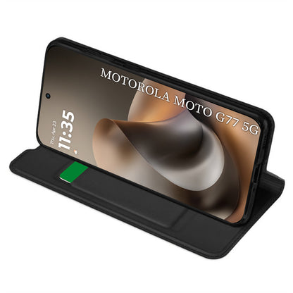 Hülle für Motorola Moto G77 / G67, Techsuit, Magskin Book, Schwarz