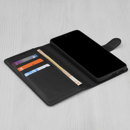 Hülle für Motorola Moto G86 Power, Techsuit, Leder-Folio, Schwarz