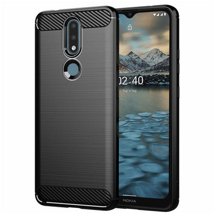 Hülle für Nokia 2.4, Techsuit, Carbon, Schwarz