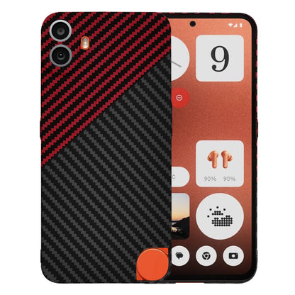 Hülle für Nothing CMF Phone 1, Techsuit, Carbonite FiberShell, Schwarz Rot