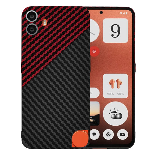 Hülle für Nothing CMF Phone 1, Techsuit, Carbonite FiberShell, Schwarz Rot