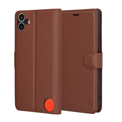 Hülle für Nothing CMF Phone 1, Techsuit, Leder-Folio, Braun