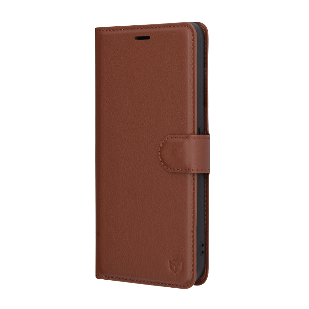 Hülle für Nothing CMF Phone 1, Techsuit, Leder-Folio, Braun
