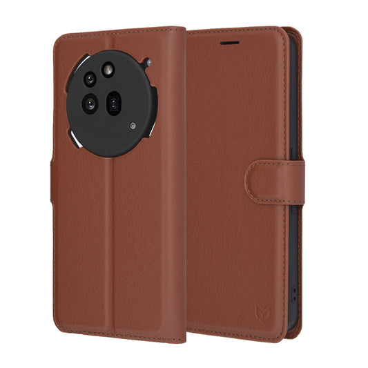 Hülle für Nothing Phone (3a) Pro, Techsuit, Leder-Folio, Braun