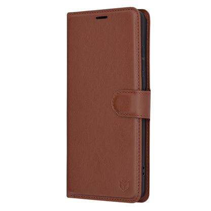 Hülle für OnePlus 12, Techsuit, Leder-Folio, Braun