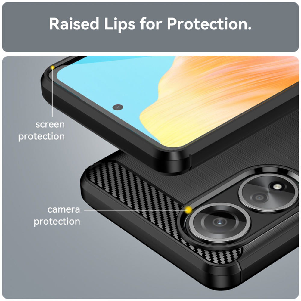 Hülle für Oppo A58 4G, Techsuit, Carbon, Schwarz