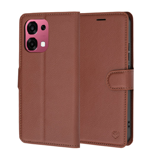Hülle für Oppo A6 Pro 5G / A6 Pro 4G, Techsuit, Leder-Folio, Braun