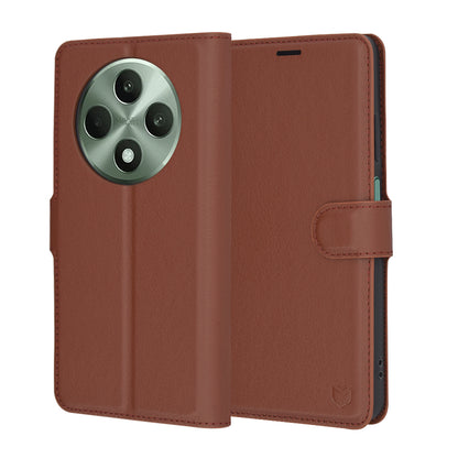 Hülle für Oppo Reno12 FS 5G / Reno12 FS 4G / Reno12 F 4G / Reno12 F, Techsuit, Leather Folio, Braun
