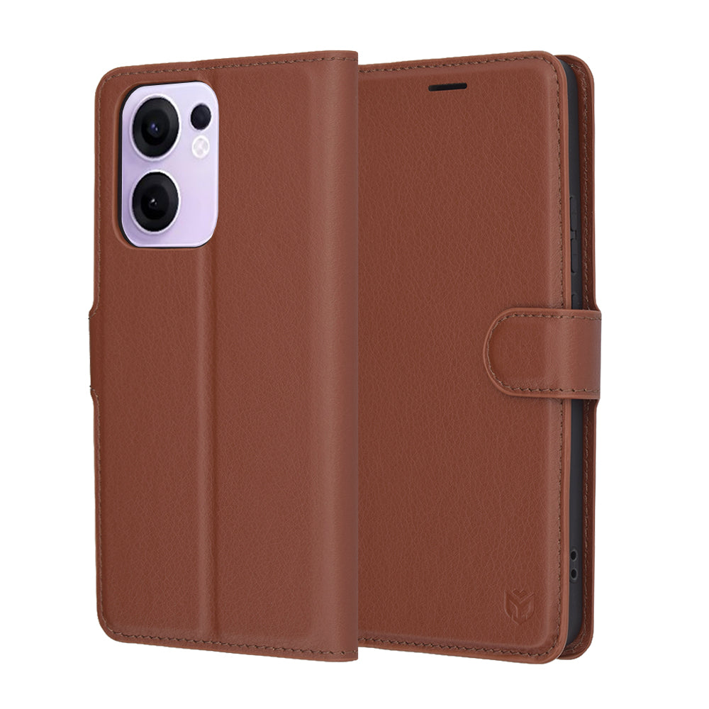 Hülle für Oppo Reno13 FS 5G / Reno13 F 4G / Reno13 F, Techsuit, Leder-Folio, Braun