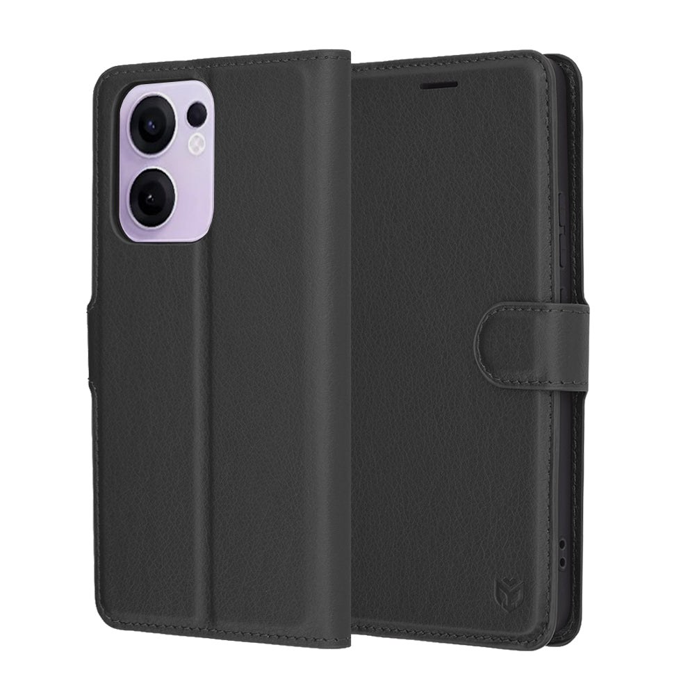 Hülle für Oppo Reno13 FS 5G / Reno13 F 4G / Reno13 F, Techsuit, Leder-Folio, Schwarz
