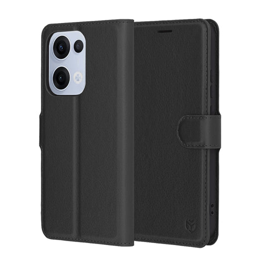 Hülle für Oppo Reno13, Techsuit, Leder-Folio, Schwarz