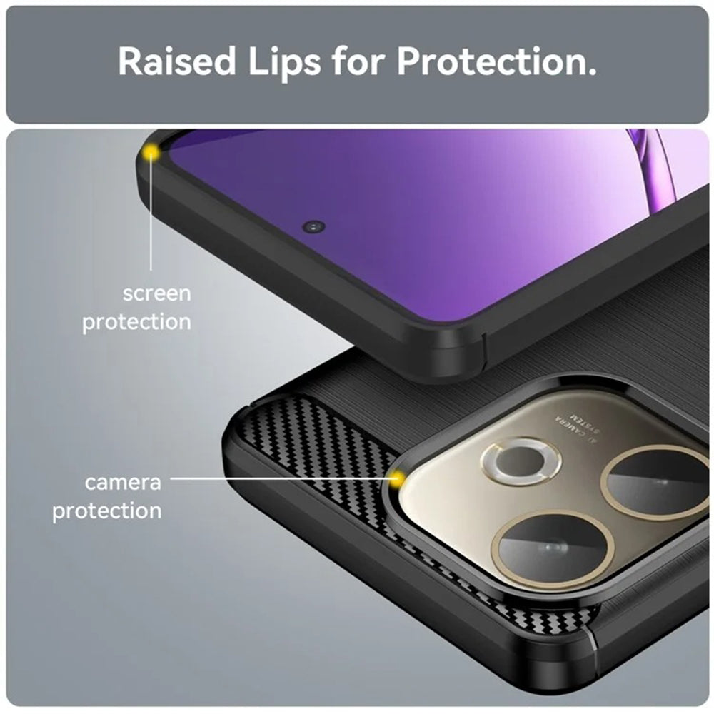 Hülle für Oppo Reno14, Techsuit, Carbon, Schwarz
