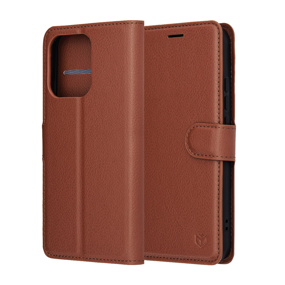 Hülle für Oppo Reno14, Techsuit, Leather Folio, Braun