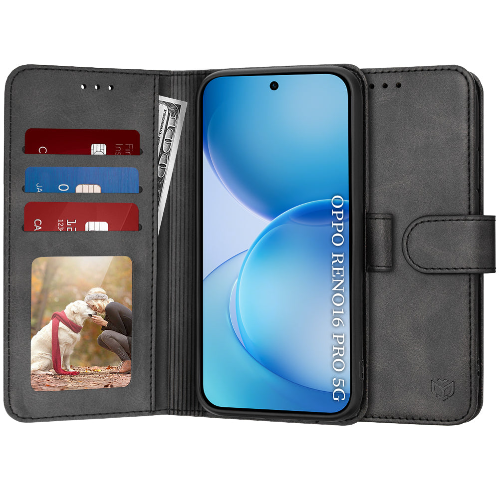 Hülle für Oppo Reno16 Pro, Techsuit, Diary Book, Schwarz