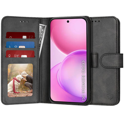 Hülle für Oppo Reno16 / Reno16 Pro, Techsuit, Diary Book, Schwarz