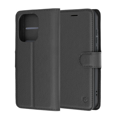 Hülle für Oppo Reno16 / Reno16 Pro, Techsuit, Leder-Folio, Schwarz