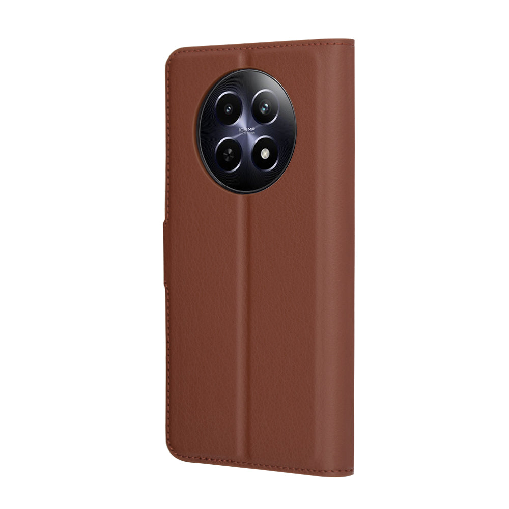 Hülle für Realme 12x / 12, Techsuit, Leder-Folio, Braun