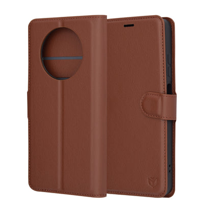 Hülle für Realme 12x / 12, Techsuit, Leder-Folio, Braun