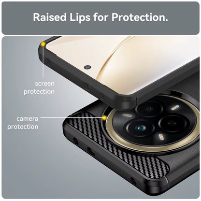 Hülle für Realme 14 Pro, Techsuit, Carbon, Schwarz