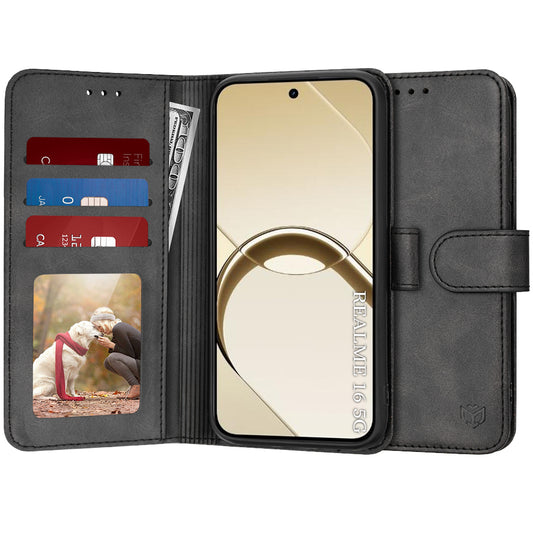 Hülle für Realme 16, Techsuit, Diary Book, Schwarz