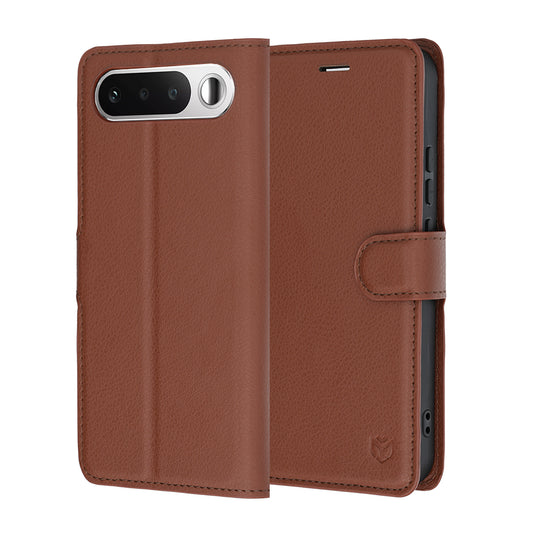 Hülle für Realme 16, Techsuit, Leder-Folio, Braun