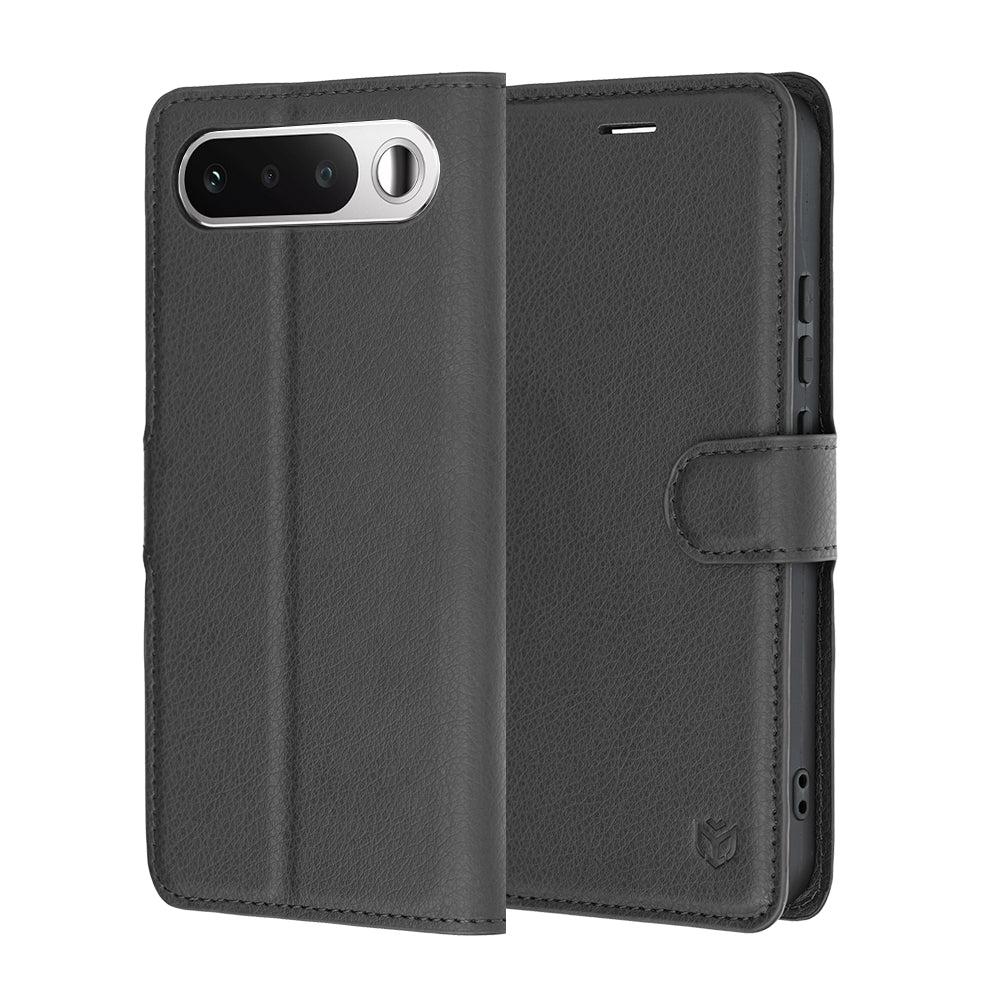 Case for Realme 16, Techsuit, Leather Folio, Black
