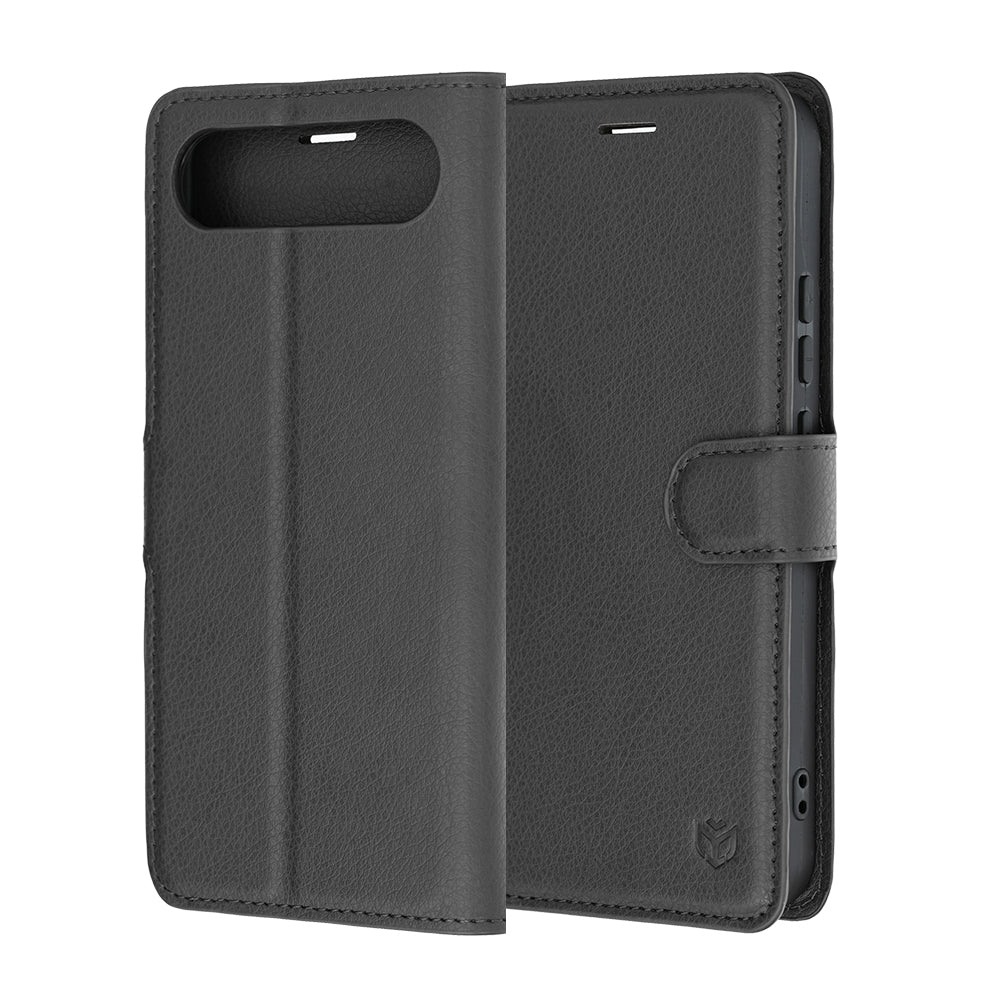 Case for Realme 16, Techsuit, Leather Folio, Black