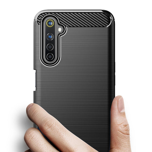 Hülle für Realme 6 Pro, Techsuit, Carbon, Schwarz
