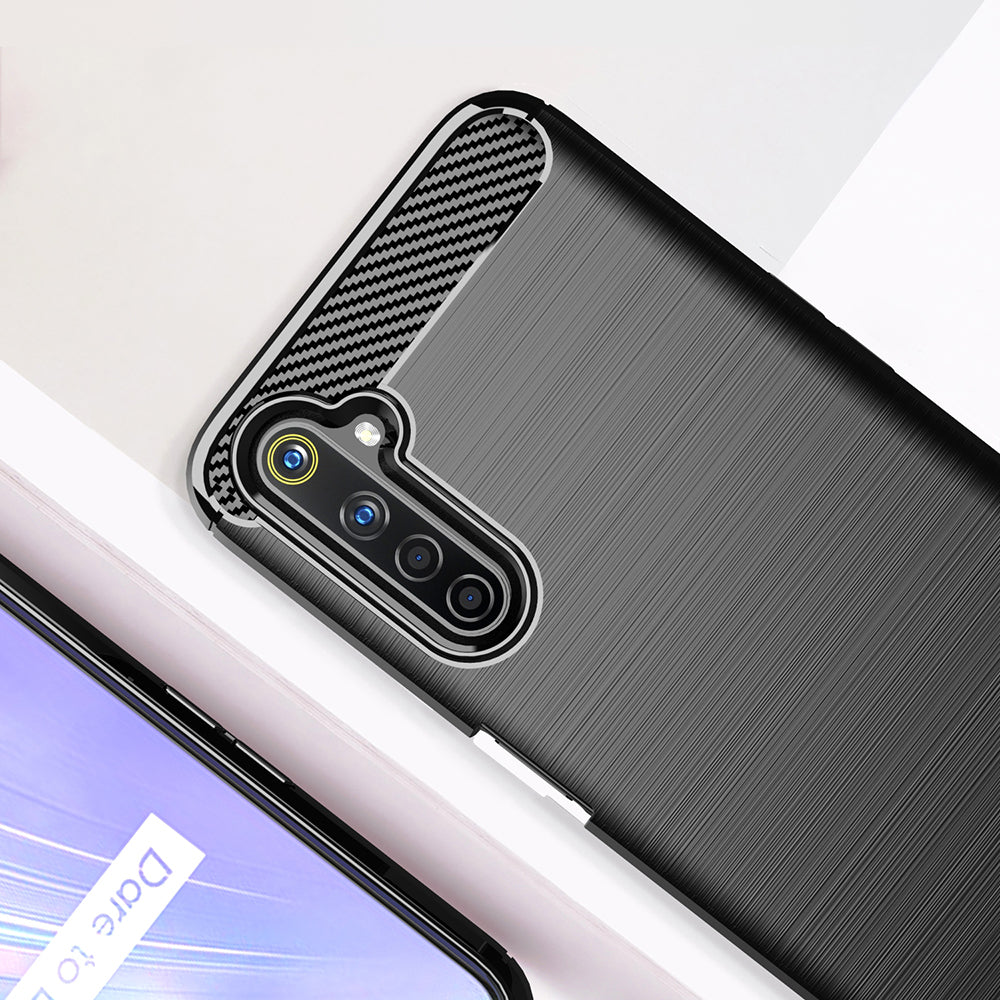 Hülle für Realme 6 Pro, Techsuit, Carbon, Schwarz