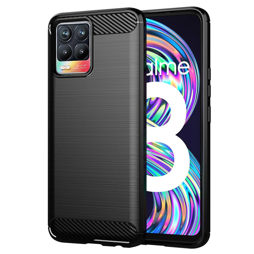 Hülle für Realme 8 Pro / 8, Techsuit, Carbon, Schwarz
